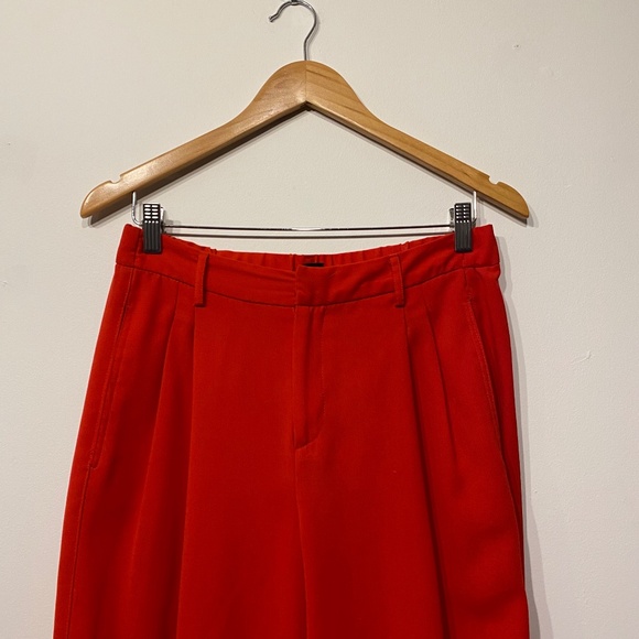 Urban Outfitters Red Pleated Straight Barrel Leg Dress Pants - Picture 2 of 5